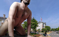 collage nude city mega black_hair color destruction giant male short_hair unknown_artist outdoors sky source_needed beard bare_legs bare_midriff bare_thighs