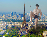 crush collage feet city mega black_hair color destruction giant male barefoot rampage buildings helicopter topless foot_crush looking_down sky paris eiffel_tower semi_nude france bare_legs bare_midriff looking_at_tinies bare_thighs cronosexura