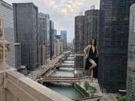 giantess collage city mega clothed high_heels buildings street sandals river vehicles clouds outdoors sky chicago bare_legs ana_de_armas worldofgiants chicago_river illinois united_states