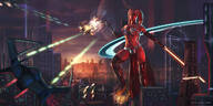 breasts drawing giantess horns city mega alien color large_breasts destruction rampage cleavage bra skirt buildings yellow_eyes gloves boots foot_crush star_wars explosion tentacles tattoo raised_foot red_skin lasers lightsaber pointed_ears sith talon bare_midriff darth_talon ishrafnhildr the_force nipa101 starfighters Mega Destruction lekku twilek