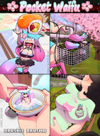 drawing gentle sleeping comic black_hair color bath cleavage blue_hair cat_ears tiny pink_hair shorts pocket cat_girl outdoors basket june nail_polish wolfgirl sushi toothbrush teacup in_pocket bike mspaintgts hammock bare_legs bare_midriff tiny_female silvervale biking brushing pocket_waifu