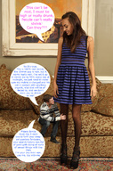 collage color clothed high_heels brunette dress mini_giantess nylons looking_down indoors sofa dialogue looking_at_tiny badger2000 ishrink janice griffith