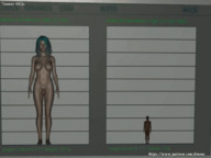 breasts nipples nude color futanari penis barefoot blue_hair topless short_hair mini_giantess underboob handjob animation shrunken_man testicles bare_legs bare_midriff dr-none bare_thighs