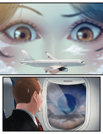 drawing giantess mega color brunette brown_eyes curious scared window airplane close_up clouds outdoors sky eyes giantessfan looking_in kevinfred a_weekend_alone foreshortening sarah_leheron gaze airplane_window jieun