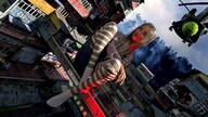 giantess city mega blonde color long_hair clothed buildings helicopter sitting clouds outdoors sky trees digital_render velocity-vektor