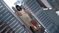giantess crush feet city mega black_hair color clothed buildings helicopter smiling street dress sandals foot_crush clouds outdoors sky digital_render velocity-vektor