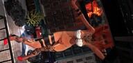 giantess city color cleavage high_heels buildings fairy red_hair vehicles outdoors tattoo semi_nude pointed_ears digital_render bare_legs bare_midriff velocity-vektor bare_thighs