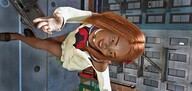 giantess city mega color clothed buildings shoes yellow_eyes smiling outdoors choker orange_hair digital_render bare_legs velocity-vektor