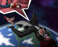 giantess insertion furry blushing earth giga masturbation shark space aroused destruction planet red_eyes red_hair black_eyes sayerraider steph terra inner_view kal278 lyding_down