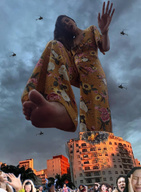 giantess crush collage feet city mega black_hair color destruction clothed barefoot buildings helicopter scared foot_crush looking_down clouds outdoors sky under_foot raised_foot crowds imminent_crush brazil são_paulo zebos2003 looking_at_tinies campinas aline_teixeira