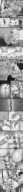 breasts drawing giantess crush pokemon feet comic monochrome large_breasts clothed toes barefoot cleavage soles domination low_angle smiling ponytail foot_crush looking_down indoors nail_polish point_of_view laugh dialogue panels breast_squeeze perspective looking_at_tiny micromike between_breasts sonia_(pokemon) pokemon_sword_and_shield grayscale