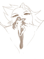 drawing nude pussy monochrome aroused smiling shrunken_woman looking_down no_background looking_at_tiny panty_and_stocking_with_garterbelt bare_legs panty_(panty_and_stocking) stocking_(panty_and_stocking) cymato grayscale bare_thighs nude_tiny bare_pussy
