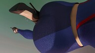 giantess giga color butt clothed high_heels short_hair supergirl clouds sky rear_view digital_render velocity-vektor