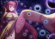 drawing growth gentle giantess panties upskirt space color long_hair clothed cleavage pink_hair pink_eyes planets universe choker point_of_view black_panties cosmic_giantess cleavage_window thedaibijin amber mikeyj1093 bare_thighs multiverse amber_(mikeyj1093) omni