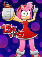 breasts drawing panties furry color clothed skirt buildings green_eyes smiling pink_hair amy gloves amy_rose dress short_hair hand sonic_the_hedgehog funny hedgehog point_of_view looking_at_viewer hairband handled white_gloves no_background curvycartoony stylish jp-glewd eggman