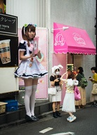 collage color clothed high_heels socks street dress mini_giantess unknown_artist japan maid_uniform long_socks source_needed white_socks
