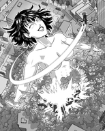 drawing growth giantess crush nude manga city monochrome aroused destruction buildings topless high_angle outgrowing_building one smiling short_hair men power punch outdoors closed_eyes convenient_censorship bare_midriff tornado_(one_punch_man) blizzard_(one_punch_man) shrinksin90 grayscale theexpansionist explosionmega