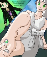 drawing white_hair pokemon feet black_hair color long_hair clothed toes barefoot green_eyes smiling dress foot_worship entrapment cruel toe_ring nail_polish rings looking_at_tiny smirking stardustyuki yuuki specter the1guyunevernew