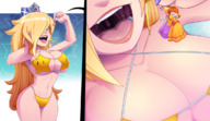 bikini drawing gentle vore blonde comic color large_breasts long_hair tongue swimsuit blue_eyes mouth handheld cleavage princess_peach saliva princess huge_breasts high_angle smiling uvula thong hand mawshot nintendo crown shrunken_people shrunken_woman open_mouth nail_polish semi_nude zoom princess_daisy pinch imminent_vore handled no_background looking_at_tiny bare_legs princess_rosalina hand_on_head saliva_strands cutaway ravenravenraven one_eye_covered bare_midriff bare_thighs super_mario_bros. nude_tiny