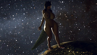 breasts giantess earth space vixen color large_breasts destruction planet barefoot huge_breasts topless looking_down fox_girl stars gigagiantess glowing_eyes redfiredog digital_render cosmic_giantess bare_legs bare_midriff looking_at_tinies inari bare_thighs terra giga-giantess