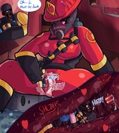 drawing giantess insertion pussy blushing masturbation comic color clothed finger gloves sitting hand team_fortress_2 looking_down wet_pussy black_gloves dialogue semi_nude source_needed handled gas_mask demoman pyro heart_eyes inner_view tf2 deminkitty
