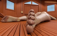 nude feet color toes barefoot soles climbing lying_down shrunken_man indoors bare_butt digital_render bare_back bare_legs aaabbbzzz bare_thighs nude_tiny