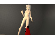 white_hair nude color long_hair blue_eyes topless mini_giantess indoors source_needed digital_render rwby bare_legs bare_midriff bare_thighs unkonwn_artist