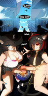 breasts drawing giantess earth giga tail comic black_hair color large_breasts futanari destruction penis blue_eyes planet cleavage skirt red_eyes huge_breasts cat_ears smiling erect teasing looking_down cruel giantesses cat_girl june nail_polish planet_destruction semi_nude bare_butt red_highlights mspaintgts highlights cosmic_giantess bare_legs smirking looking_at_tinies bare_thighs terra junya