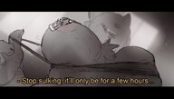 nipples giantess micro furry macro clothed cleavage topless low_angle shrunken underboob fangs cage cruel captured piercing undressing nipple_ring point_of_view dialogue nipple_piercing smirking thesociallyawkwardpinguin human_jewellery