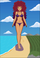 bikini drawing giantess mega alien color large_breasts long_hair swimsuit beach barefoot cleavage ocean green_eyes teen_titans red_hair starfire sand clouds outdoors sky semi_nude dc_comics orange_skin bare_legs nightcore100 bare_midriff bare_thighs