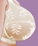 breasts nipples chief micro color cleavage bra shrunken animation pinned sideboob semi_nude on_nipple no_background bare_midriff clothing_entrapment slightly_swol_chief