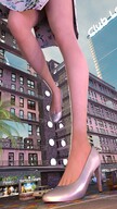 giantess city mega upskirt color clothed skirt high_heels buildings low_angle street outdoors sky digital_render velocity-vektor bare_lesg