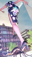 city color high_heels buildings low_angle dress clouds sky nail_polish rear_view digital_render bare_legs velocity-vektor