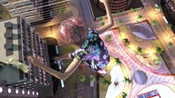 giantess city mega color clothed high_heels buildings high_angle pink_hair street dress short_hair vehicles outdoors nail_polish aerial_view raised_foot digital_render hair_bun velocity-vektor