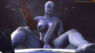 breasts nipples giantess insertion nude earth alien space aroused color futanari cum penis blue_eyes planet barefoot cleavage topless smiling blue_skin looking_down digital_render mass_effect liara bare_legs asari sitting_on_planet bare_midriff citadel bare_thighs terra source_size_shenanigans knarfdarf