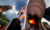 giantess crush pokemon feet city mega black_hair color long_hair destruction blue_eyes buildings helicopter smiling foot_crush shorts explosion looking_down clouds shoe_crush outdoors sky under_shoe semi_nude looking_at_city highlights digital_render bare_legs smirking bare_midriff nessa pokemon_sword_and_shield bare_thighs source_size_shenanigans knarfdarf
