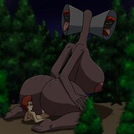 breasts drawing nipples color butt sex barefoot topless night outdoors monster_girl sideboob trees bare_butt bare_back bare_legs bare_thighs siren_head nesvetd