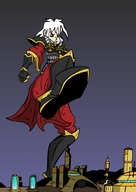 breasts drawing giantess white_hair crush feet city mega color destruction rampage buildings gloves short_hair boots foot_crush looking_down outdoors sky under_foot boot_crush cape raised_foot looking_at_city imminent_crush warhammer_40k drsgrowth looking_at_tinies knarfdarf sororitas tau