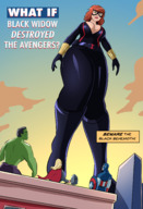 breasts drawing giantess giga city mega blonde color large_breasts clothed rampage cleavage buildings green_eyes gloves green_hair red_hair short_hair boots mask avengers clouds outdoors sky black_gloves costume cape giant_girl belt jumpsuit bracelet orange_hair rooftop hammer shield thor hulk captain_america green_skin looking_at_tiny black_widow cleavage_window marvel_comics caiman2 eyemask black_behemoth