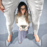 color long_hair clothed high_heels glasses brunette mini_giantess pants indoors fierce-invalid seth digital_render smartphone sw