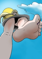 drawing crush pokemon panties feet upskirt blonde color long_hair clothed toes barefoot skirt soles green_eyes low_angle smiling foot_crush looking_down between_toes clouds outdoors sky under_foot point_of_view raised_foot black_panties imminent_crush looking_at_tiny footheld bare_legs jojos_bizarre_adventure entrecoxas lusamine_(pokemon) toeheld pokemon_sun_and_moon beysterdude diavolo golden_wind