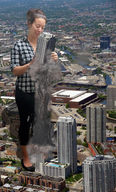giantess collage city mega blonde color destruction clothed buildings short_hair unknown_artist cruel clouds sky source_needed