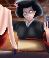 drawing crush black_hair color clothed finger angry tiny hand men looking_down finger_crush background indoors ace_attorney phoenix_wright looking_at_tiny white_eyes kogochew morgan_fey