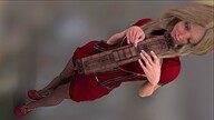 blonde color clothed high_heels stockings brown_eyes smiling dress hand nylons looking_down handled winking digital_render velocity-vektor