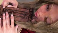 drawing blonde color long_hair clothed brown_eyes smiling hand freckles handled winking velocity-vektor rust