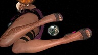 giantess panties earth upskirt blonde space color clothed planet toes skirt sandals tattoo stars rear_view digital_render cosmic_giantess bare_legs velocity-vektor terra glowing_hair