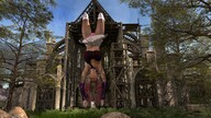 panties blonde color long_hair skirt stockings smiling socks outdoors choker white_socks temple highlights digital_render handstand bare_midriff velocity-vektor pink_highlights