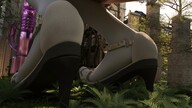 giantess city mega color high_heels buildings stockings socks outdoors sky white_socks rear_view temple digital_render velocity-vektor