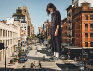 giantess collage city mega black_hair color clothed buildings shoes socks asian street police short_hair looking_down sneakers outdoors sky white_socks vans looking_at_tiny lagunalela