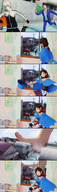 comic color destruction clothed barefoot buildings brunette smiling gloves short_hair foot_crush magic background sky hat earrings ace_attorney phoenix_wright white_gloves digital_render trucy_wright bantoras